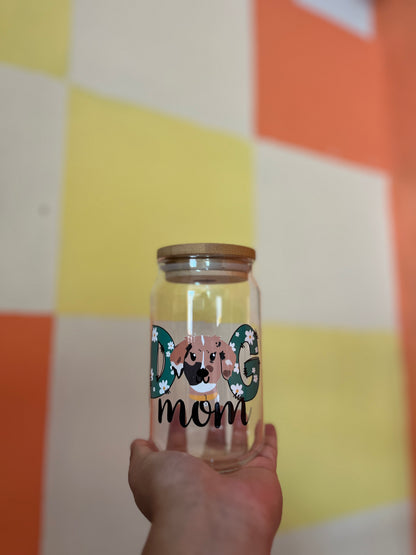 Vaso de cristal personalizado "DOG MOM" ft Woof by Bonnie
