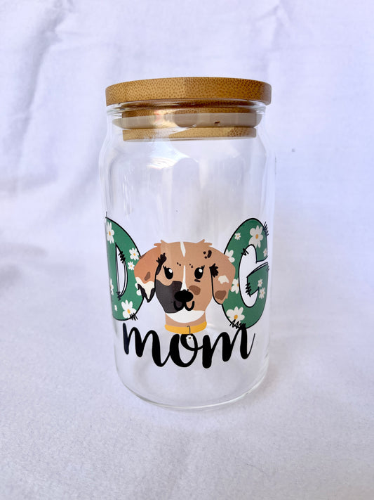 Vaso de cristal personalizado "DOG MOM" ft Woof by Bonnie